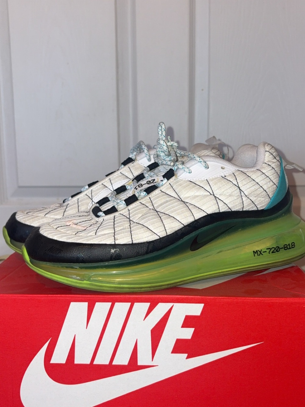 Nike Men's White, Black, Teal and Lime MX-720-818 Sneaker